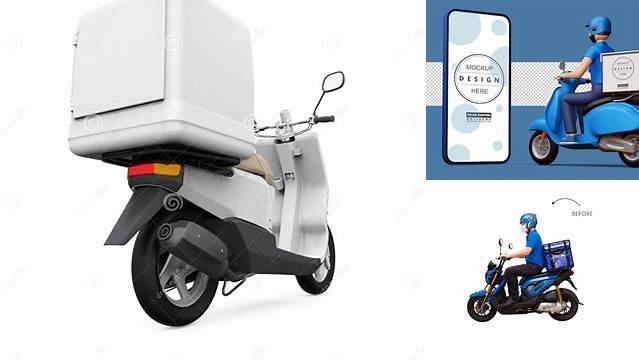 1018+ Motorcycle Delivery Mockup Smart PNG Image