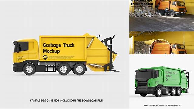 1058+ Garbage Truck Mockup Exclusive Free Photoshop Mockup