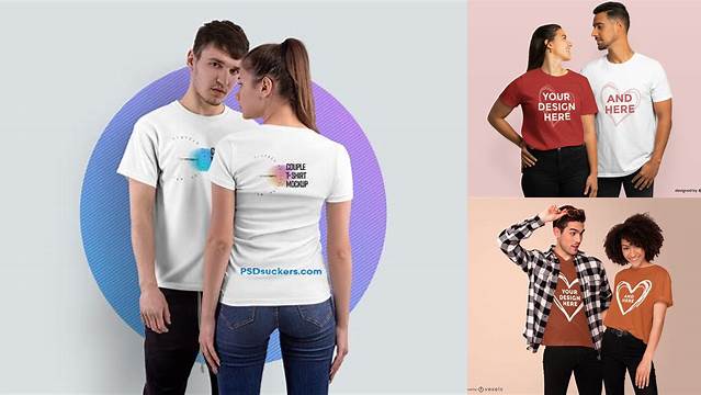 1205+ Couple T-shirt Mockup Free Download Premium Design Freebie