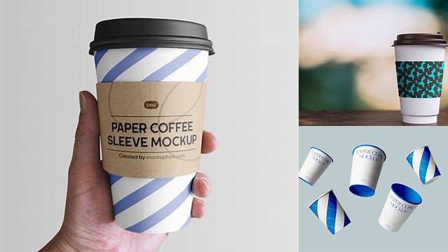 1296+ Paper Cup Sleeve Mockup Free PSD