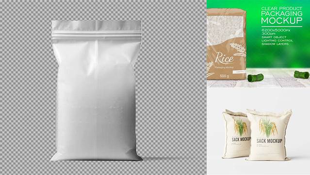 1312+ Free Rice Bag Mockup High Resolution