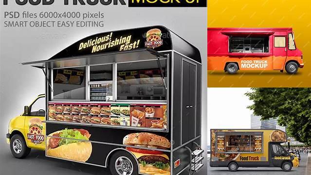 1393+ Food Truck Mock Up Free PSD