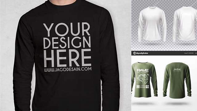 1432+ Mockup T Shirt Lengan Panjang Psd Easy Editable