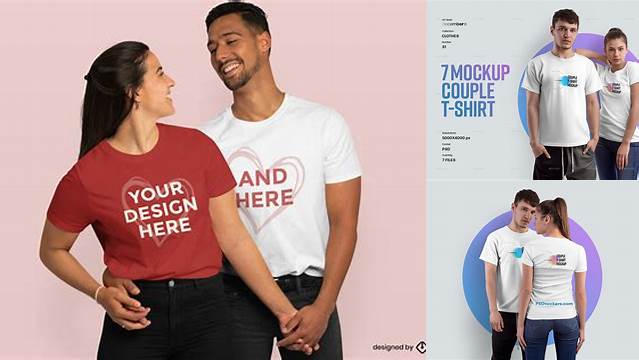 1480+ Couple Tshirt Mockup Elegant and Stylish Free PSD