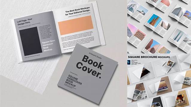 1499+ Square Booklet Mockup Best for Showcase