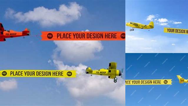 1530+ Airplane Banner Mockup PSD Download