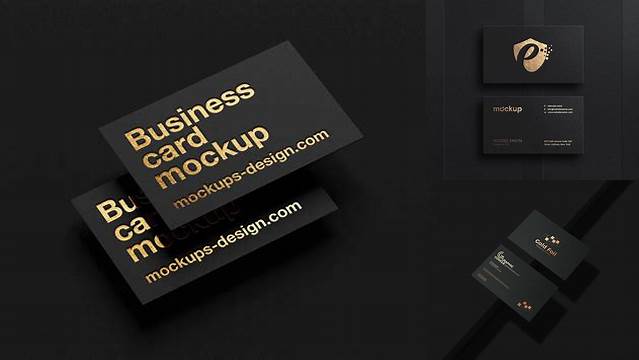 1555+ Gold Foil Business Card Mockup Elegant Photoshop Mockup