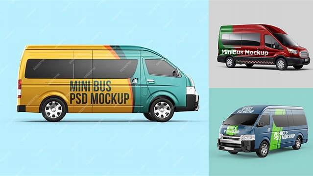 1562+ Mini Bus Mockup PSD Download