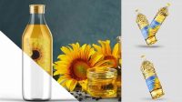 1568+ Sunflower Oil Bottle Mockup Free Custom PSD Mockup Template