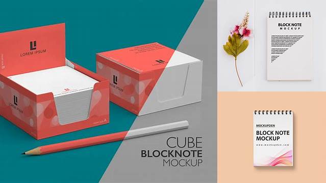 1670+ Cube Block Note Mockup Free High Resolution