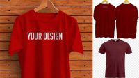 1704+ Mock Up Kaos Merah Maroon Mockup PSD Free Download