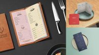 1752+ A5 Menu Mockup PSD Free Download