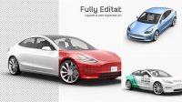 1763+ Tesla Model 3 Mockup Editable Photoshop File