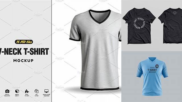 1773+ V Neck T Shirt Mockup Free Download PSD Free Download