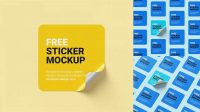 1799+ Square Sticker Mockup Smart Object PSD