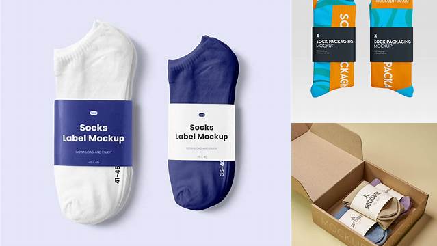 1808+ Socks Packaging Mockup Free PSD