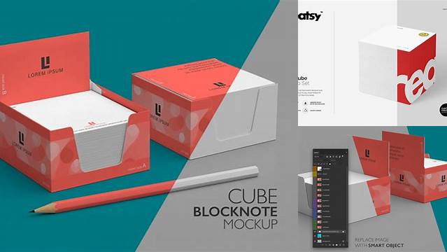 1810+ Cube Block Note Mockup Creative Design File