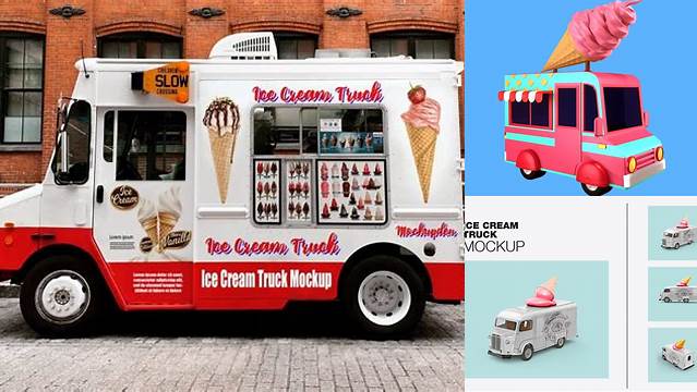 1813+ Ice Cream Truck Mockup Free High-End Creative PSD Template