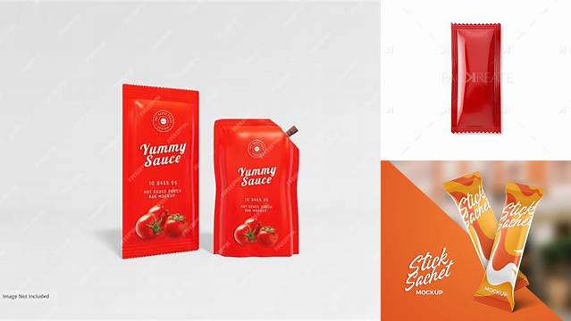 1888+ Ketchup Sachet Mockup Smart Layer PSD