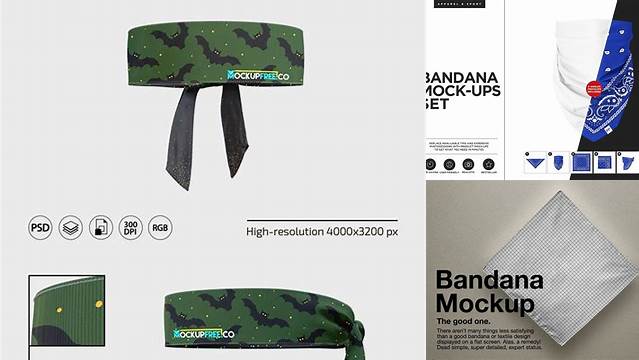 1902+ Free Bandana Mockup Free PSD