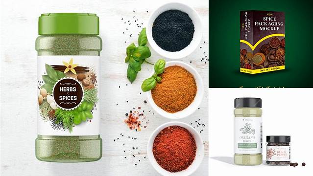 1956+ Spices Packaging Mockup PSD Download