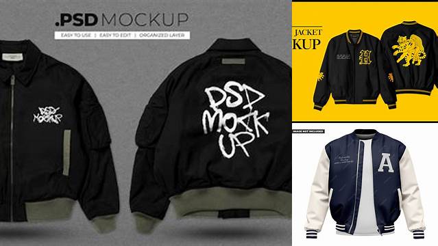 1961+ Mockup Jaket Bomber Psd Easy Editable