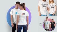 1990+ Couple T Shirt Mockup Free PSD Download