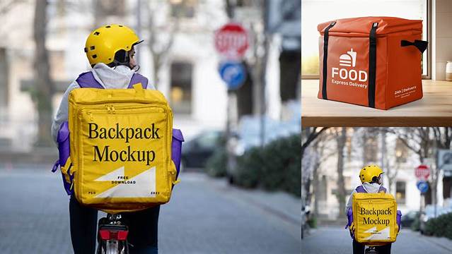 2077+ Food Delivery Backpack Mockup Smart Object PSD