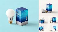 2083+ Light Bulb Box Mockup Modern Design PSD