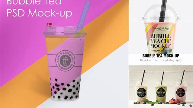 2155+ Bubble Tea Cup Mockup Free Download Easy-to-Use PSD Template