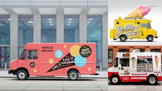 2159+ Ice Cream Van Mockup Include TIFF