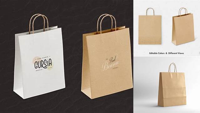 2250+ Kraft Paper Bag With Window Mockup Free Hight Resolution