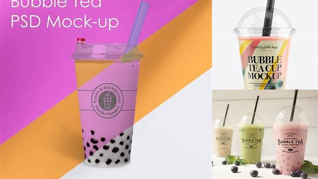 2254+ Mockup Bubble Tea Custom Mockup PSD for Free