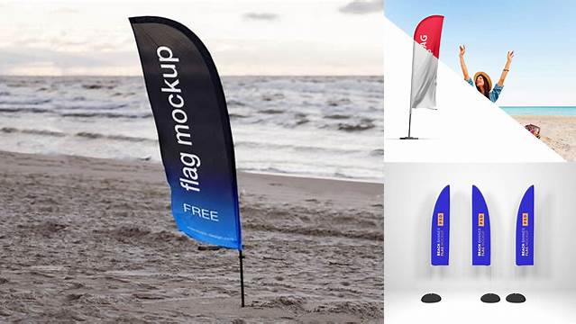 2309+ Beach Flag Mockup Psd Easy-to-Edit Photoshop Freebie