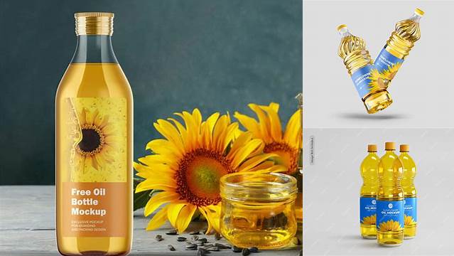 2319+ Sunflower Oil Bottle Mockup Include TIFF