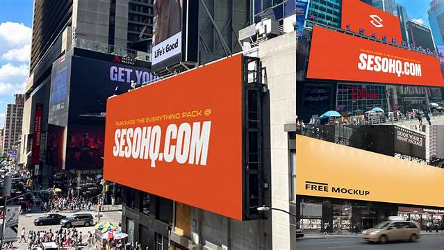 2434+ Times Square Billboard Mockup Mockup PSD