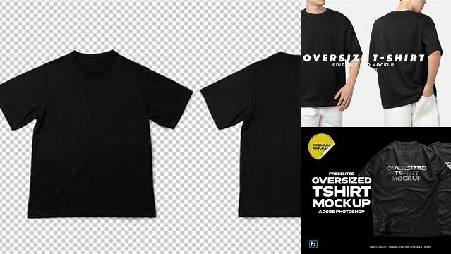 2450+ Oversized Black T Shirt Mockup Free Editable PSD