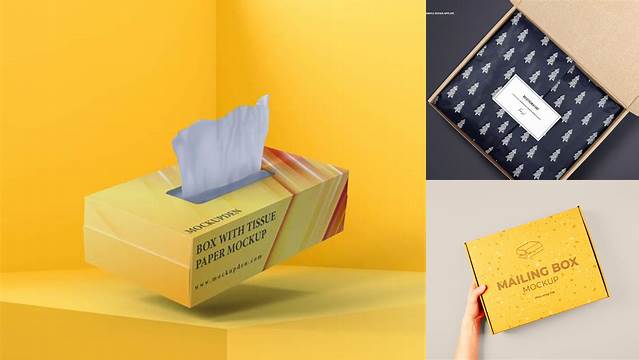 2457+ Mailer Box Tissue Paper Mockup Set Versatile PSD Mockup File