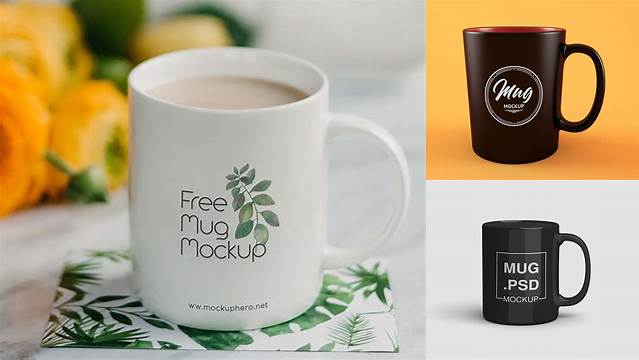 2556+ Black Mug Mockup Free PSD Download