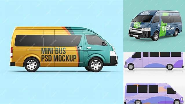 2641+ Minibus Mockup Creative PSD Resources