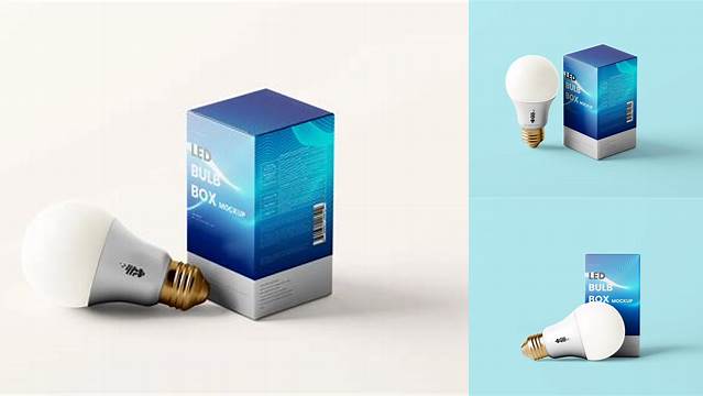 2645+ Led Bulb Box Mockup Free Download Customizable PSD