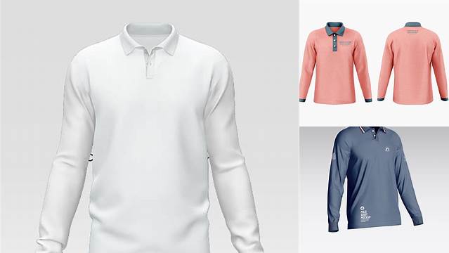 2658+ Long Sleeve Polo Shirt Mockup Easy Editable