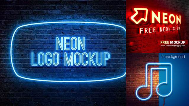 2732+ Neon Mockup Psd Free Include TIFF