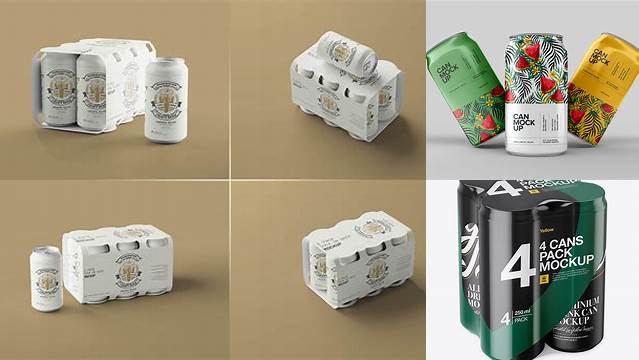 2791+ 4 Pack Can Mockup Best for Showcase