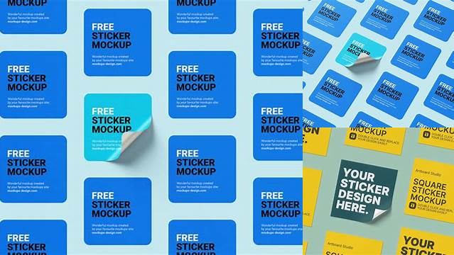 3004+ Square Sticker Mockup Free Hight Resolution