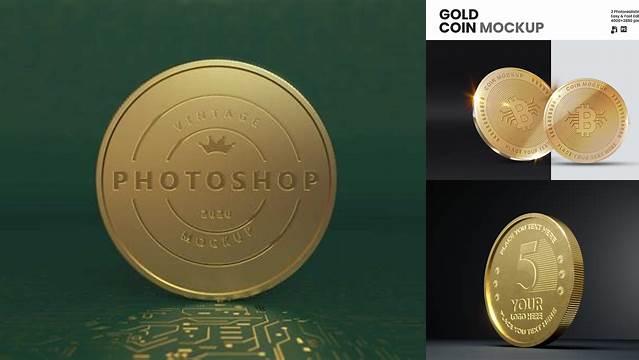 3009+ Gold Coin Mockup Free Include TIFF