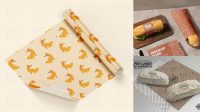 3021+ Sandwich Wrapping Paper Mockup PSD Free Download