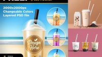 3058+ Milktea Mockup Fully Layered Photoshop Freebie