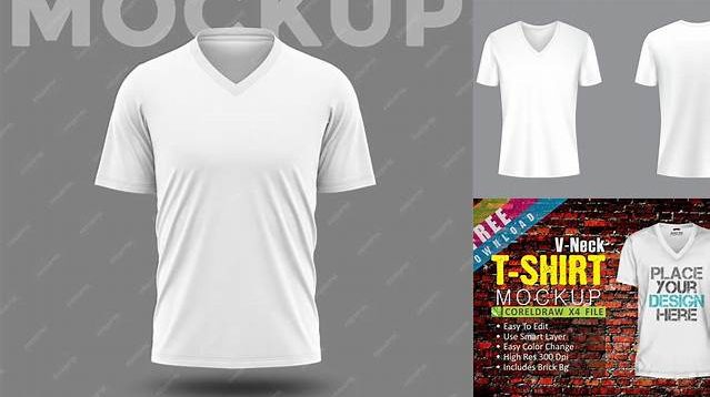 3358+ Mockup Kaos V Neck Cdr Professional PSD Template