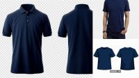 3427+ Mockup Kaos Polos Navy Free PSD